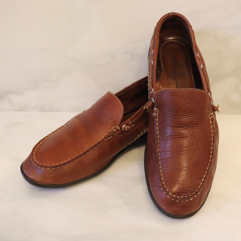 Martin Dingman Cognac Brown Leather Slip-On Loafers Men’s 10.5